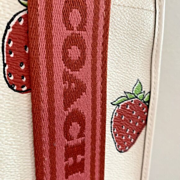 COACH Smith Tote 24 Bag Strawberry Pink Red White Shoulder Handbag CAR80 - Picture 8 of 16